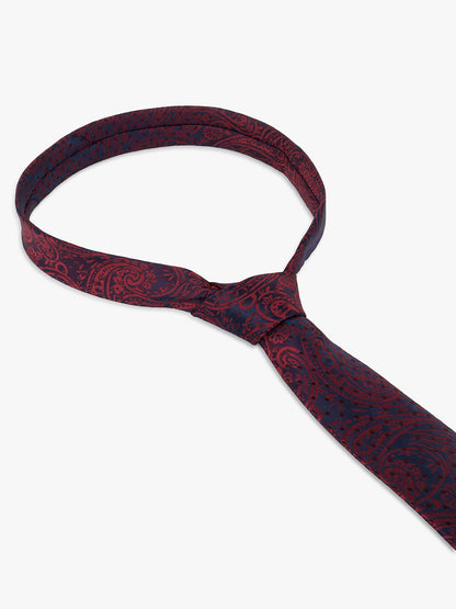 Men Maroon Printed Tie With Pocket Square