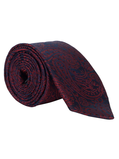Men Maroon Printed Tie With Pocket Square