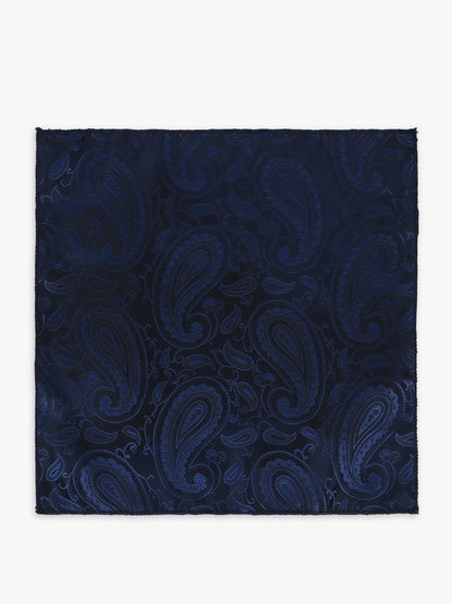 Men Navy Blue Printed Tie With Pocket Square