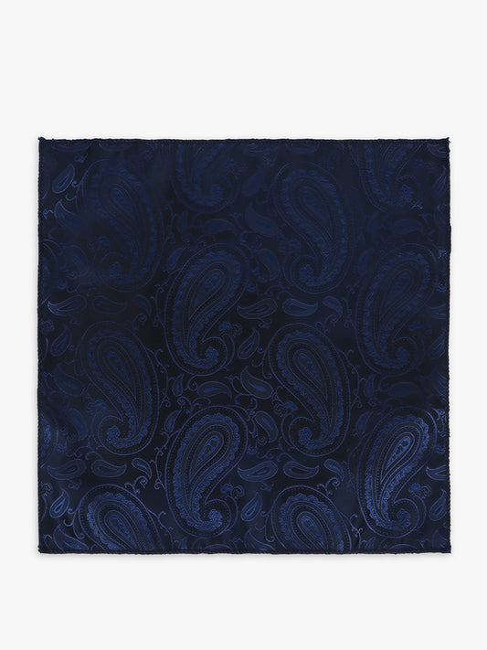Men Navy Blue Printed Tie With Pocket Square