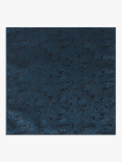 Men Teal Blue Printed Tie With Pocket Square