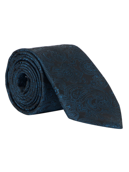 Men Teal Blue Printed Tie With Pocket Square