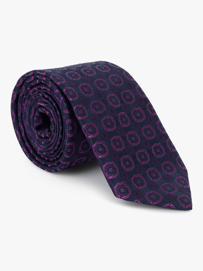 Men Purple Printed Tie With Pocket Square