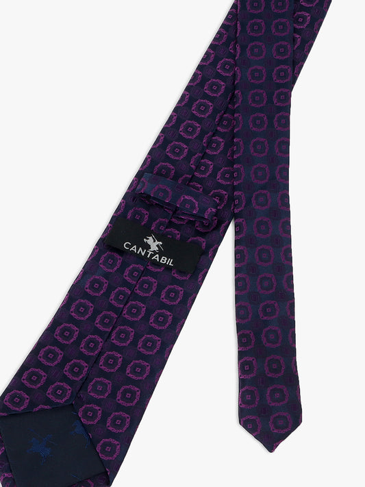Men Purple Printed Tie With Pocket Square
