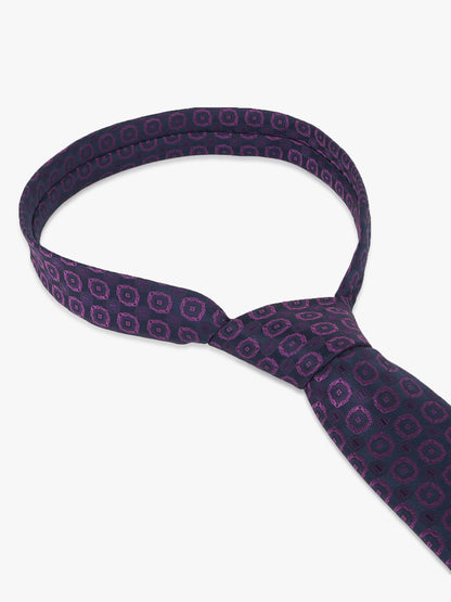 Men Purple Printed Tie With Pocket Square