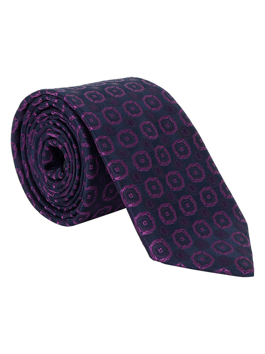 Men Purple Printed Tie With Pocket Square