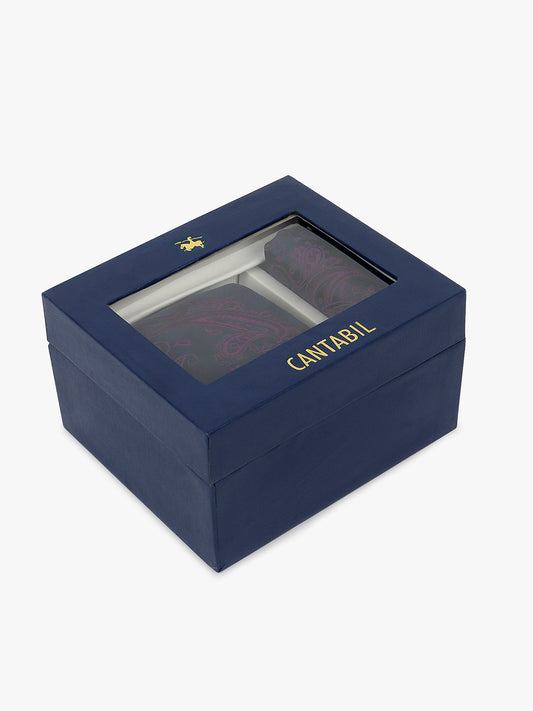 Men Purple Printed Tie With Pocket Square