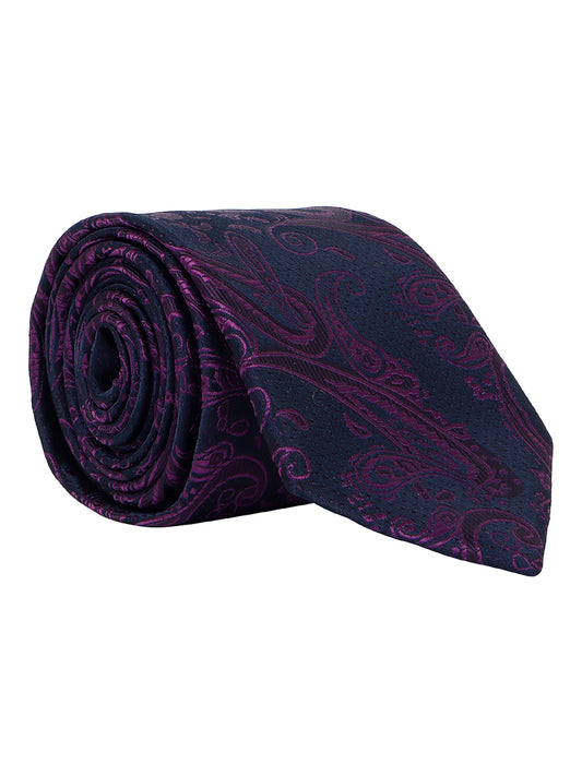 Men Purple Printed Tie With Pocket Square