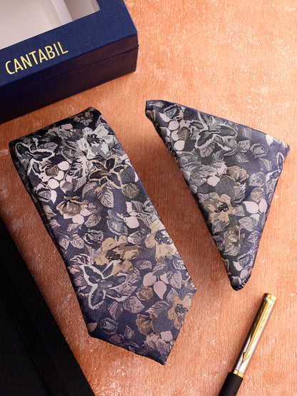 Men Onion Printed Tie With Pocket Square