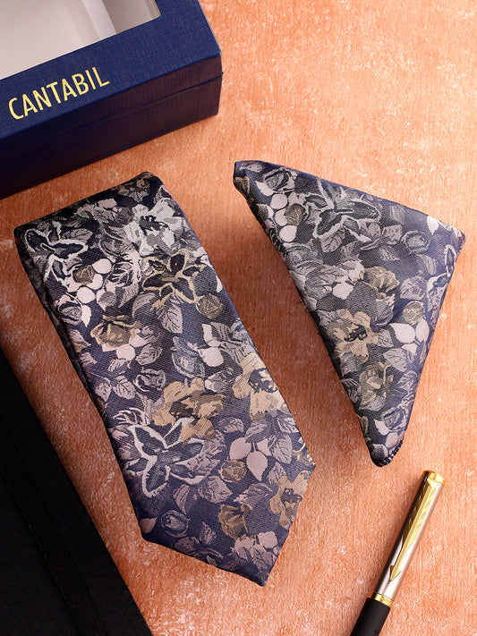 Men Onion Printed Tie With Pocket Square