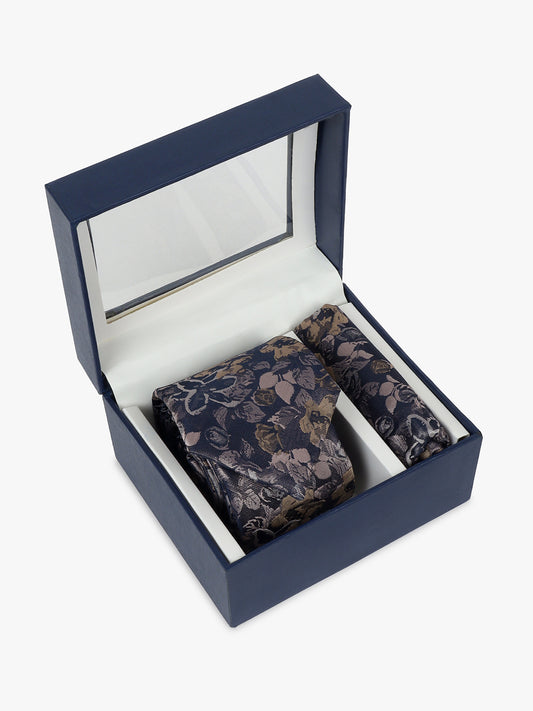 Men Onion Printed Tie With Pocket Square