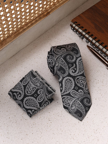 Men's Paisley Tie Set with Pocket Square