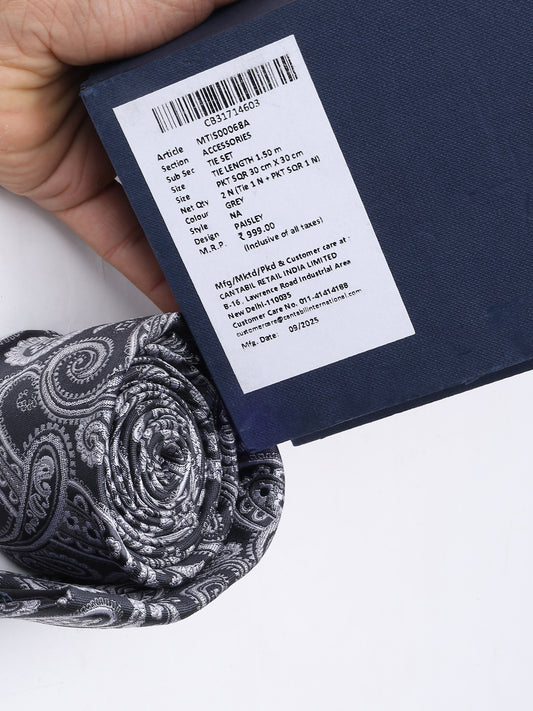 Men's Paisley Tie Set with Pocket Square