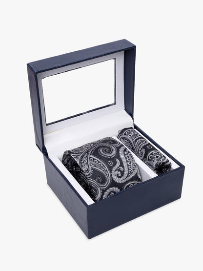 Men's Paisley Tie Set with Pocket Square