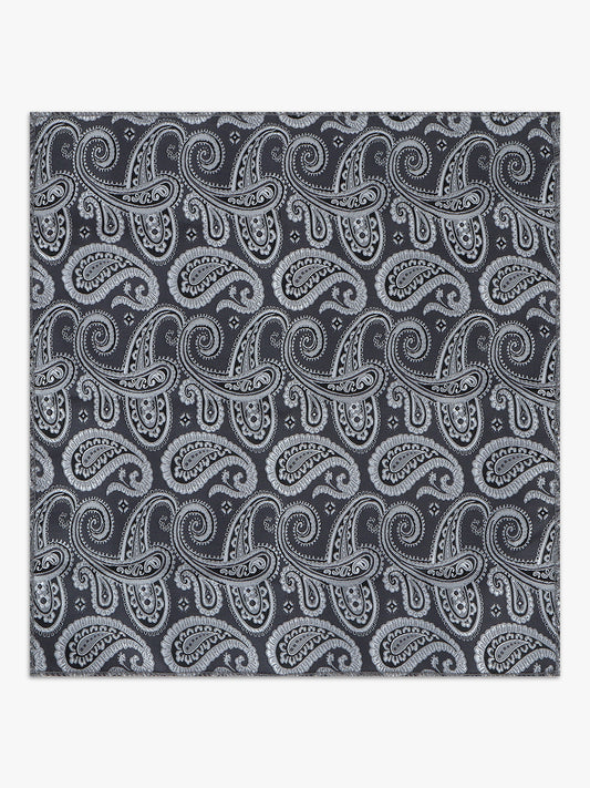 Men Grey Printed Tie With Pocket Square