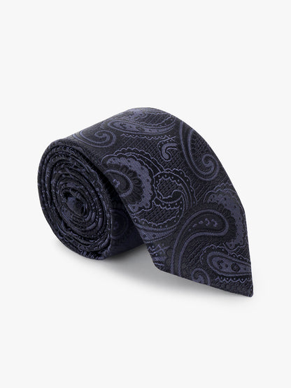 Men Black Printed Tie With Pocket Square and Cufflinks