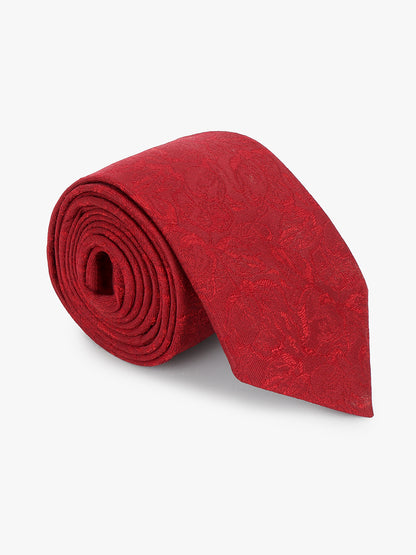 Men Maroon Printed Tie With Pocket Square and Cufflinks