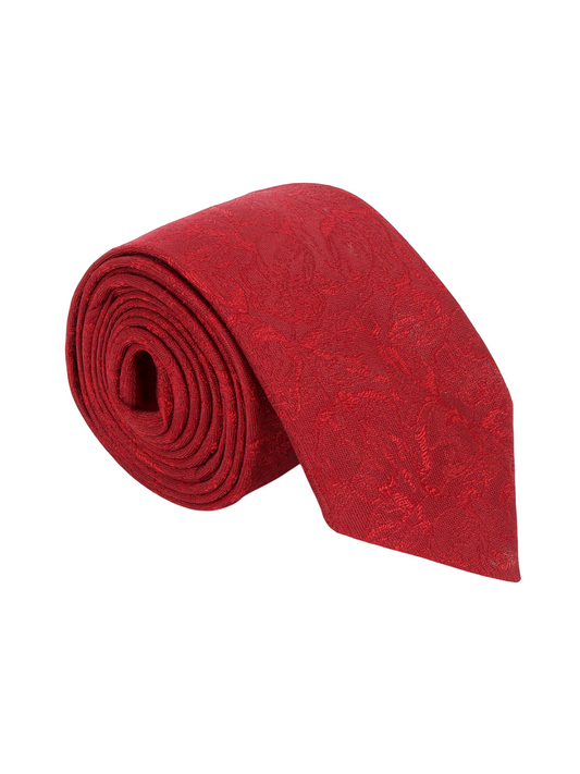 Men Maroon Printed Tie With Pocket Square and Cufflinks