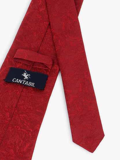 Men Maroon Printed Tie With Pocket Square and Cufflinks