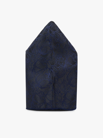 Men Navy Blue Printed Tie With Pocket Square and Cufflinks