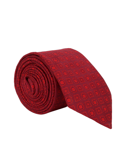 Men Maroon Printed Tie With Pocket Square and Cufflinks