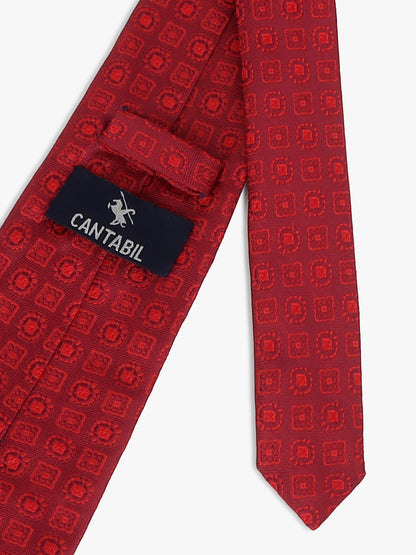 Men Maroon Printed Tie With Pocket Square and Cufflinks