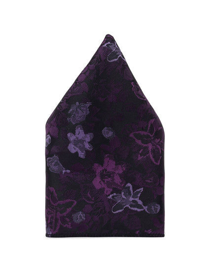 Men Purple Printed Tie With Pocket Square and Cufflinks