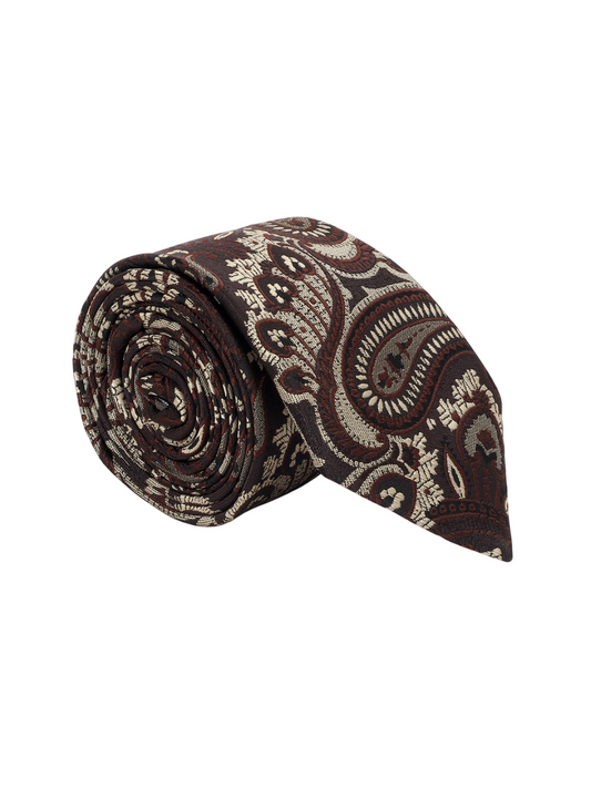Men Brown Printed Tie With Pocket Square and Cufflinks