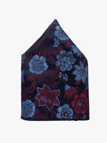 Men Navy Blue Printed Tie With Pocket Square and Cufflinks