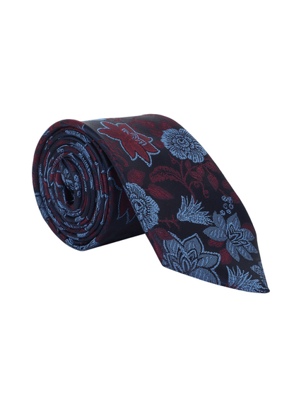 Men Navy Blue Printed Tie With Pocket Square and Cufflinks