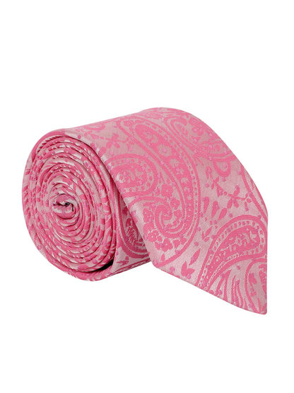 Men Pink Printed Tie With Pocket Square and Cufflinks