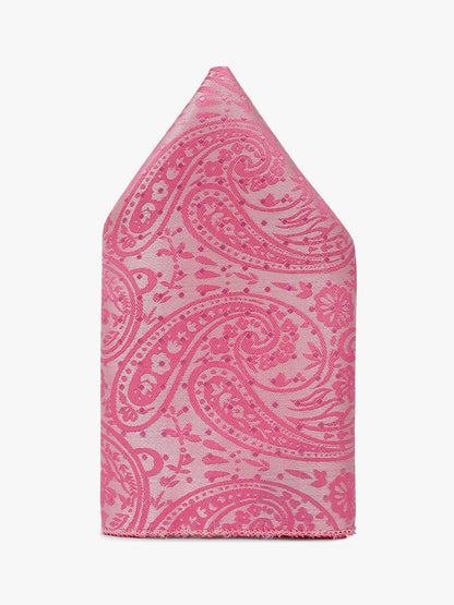 Men Pink Printed Tie With Pocket Square and Cufflinks