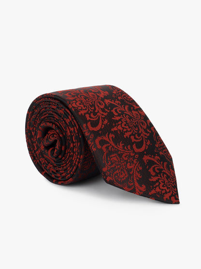 Men Maroon Printed Tie With Pocket Square and Cufflinks