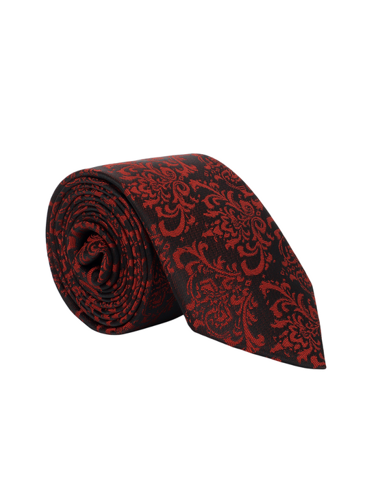 Men Maroon Printed Tie With Pocket Square and Cufflinks