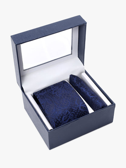 Men's Floral Print Tie Set with Pocket Square