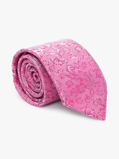 Men's Floral Print Tie Set with Pocket Square