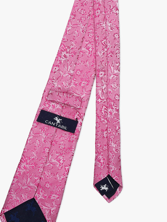 Men's Floral Print Tie Set with Pocket Square