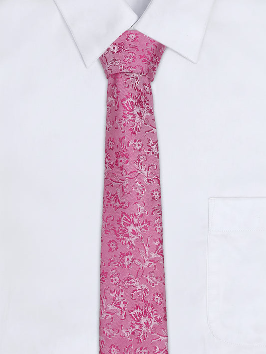Men's Floral Print Tie Set with Pocket Square