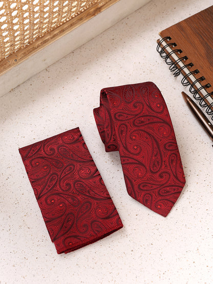 Men's Paisley Tie Set with Pocket Square