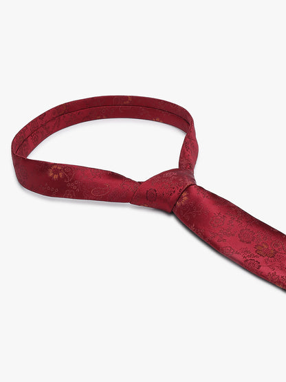Men's Floral Print Tie Set with Pocket Square