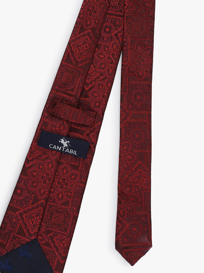 Men's Medallion Design Tie Set with Pocket Square