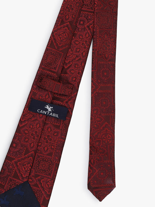 Men's Medallion Design Tie Set with Pocket Square