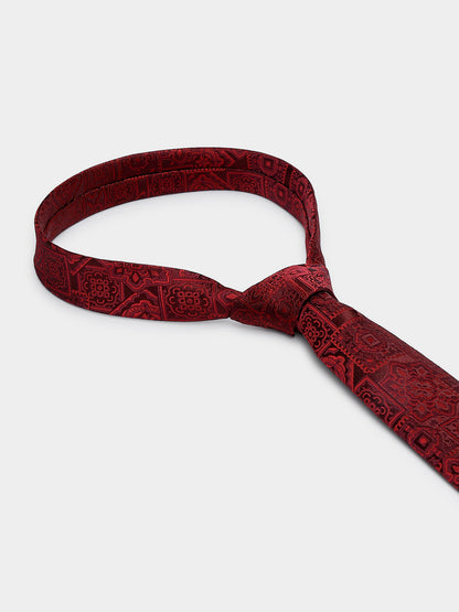 Men's Medallion Design Tie Set with Pocket Square