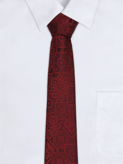 Men's Medallion Design Tie Set with Pocket Square