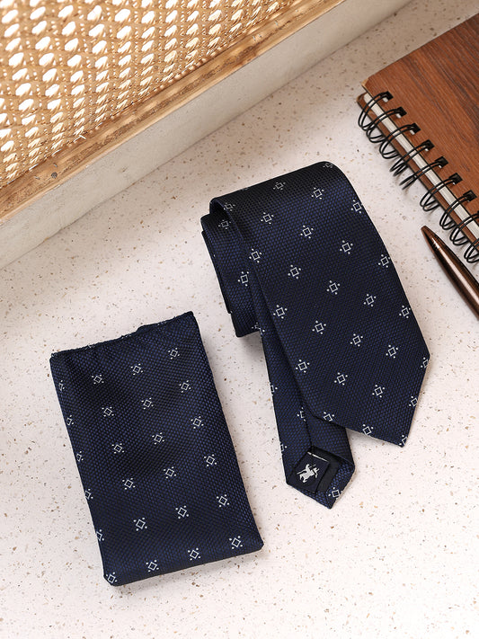 Men's Motifs Design Tie Set with Pocket Square