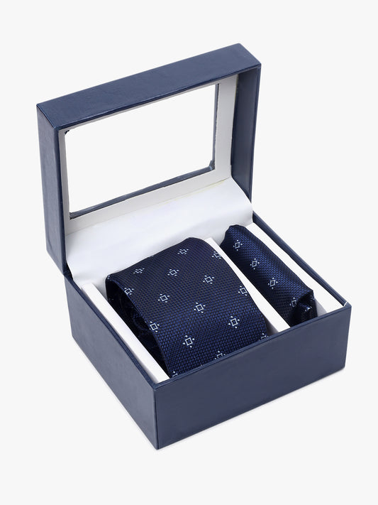Men's Motifs Design Tie Set with Pocket Square