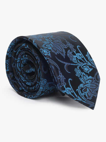 Men's Floral Print Tie Set with Pocket Square