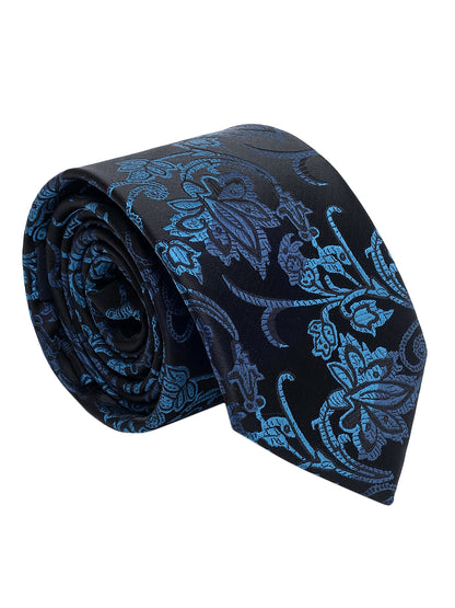 Men's Floral Print Tie Set with Pocket Square