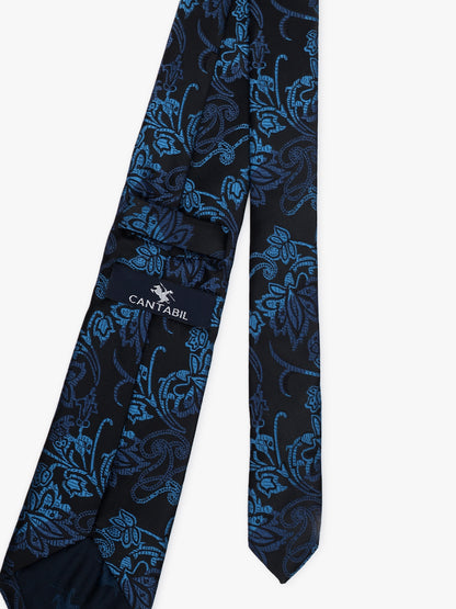 Men's Floral Print Tie Set with Pocket Square