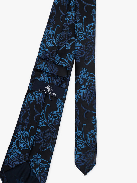 Men's Floral Print Tie Set with Pocket Square